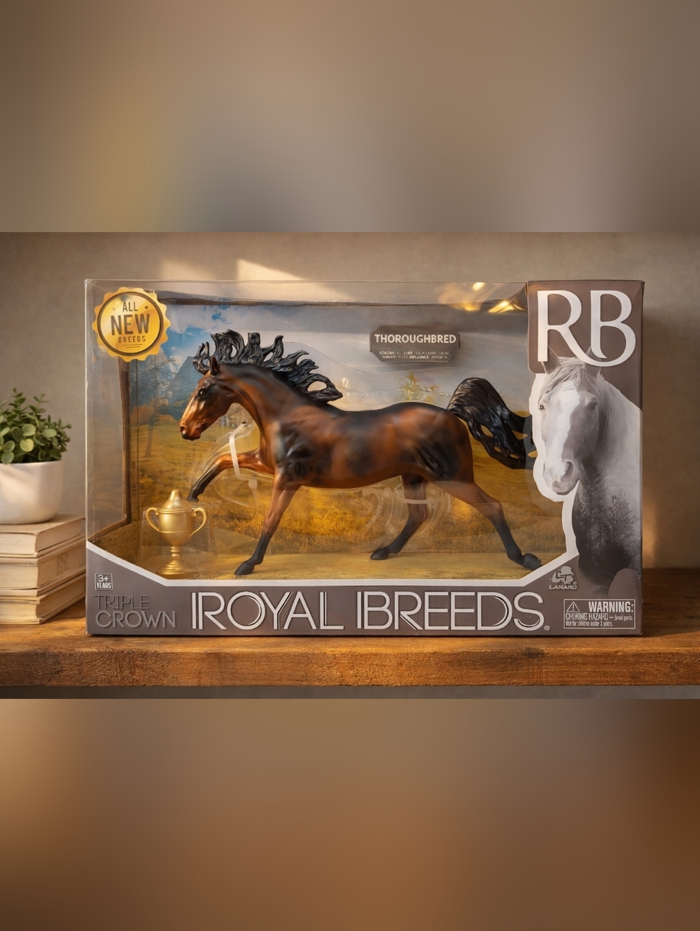 Lanard Royal Breeds Thoroughbred Horse Figure Triple Crown Trophy Set NIB